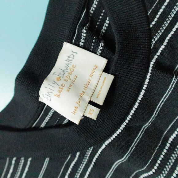 Kate Spade New York Black Striped Knit Fit Flare Sleeveless Dress Size XSmall - Picture 4 of 9